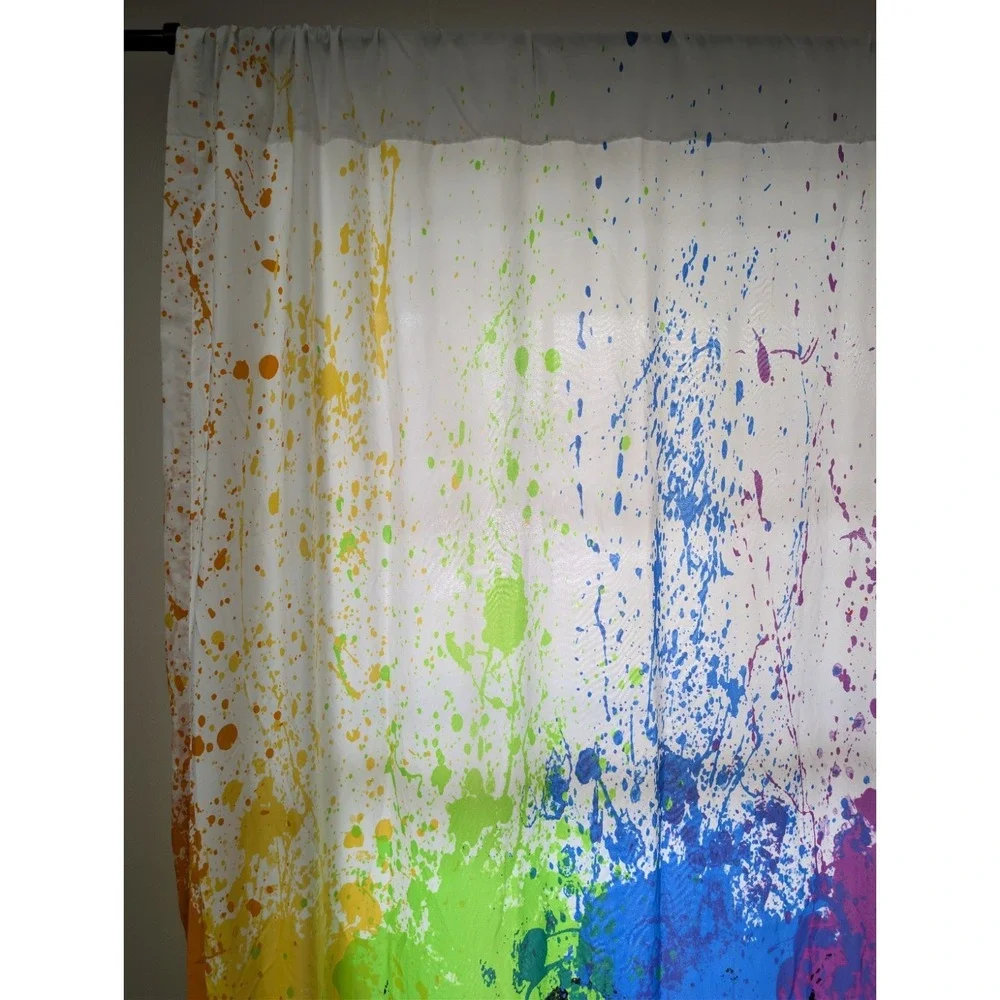 Vintage Crayola Curtain Spattered Paint Drip 2 Panels 51